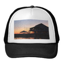 sunset by the lake , Kingston, Ontario,at twilight Mesh Hat