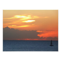 Sunset Clouds and Sailboat Photo Print