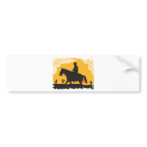 Sunset Cowboy Bumper Stickers