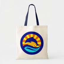 Sunset Dolphin Tote Bags