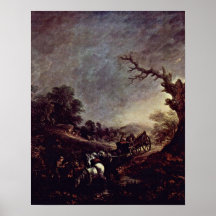 Sunset draught   horses by Thomas Gainsborough Poster