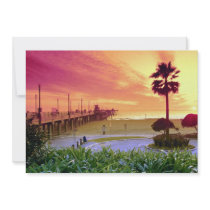 Sunset, Huntington Beach pier, California, U.S.A. Personalized Invitations