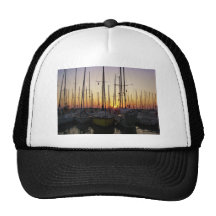 Sunset In A Marina Mesh Hats