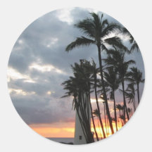 Sunset in Hawaii Round Stickers