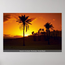Sunset in the desert, The Sahara, Tunisia Desert Poster