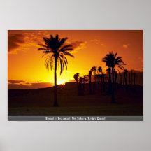 Sunset in the desert, The Sahara, Tunisia Desert Poster
