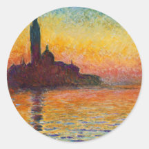 Sunset in Venice, Claude Monet Round Stickers
