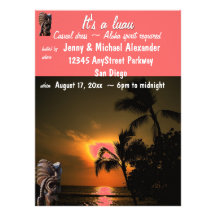 Sunset Luau Party Custom Invitations