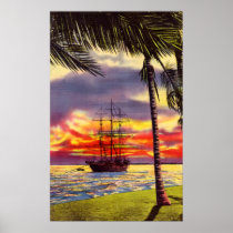 Sunset on Biscayne Bay, Miami, Florida Poster