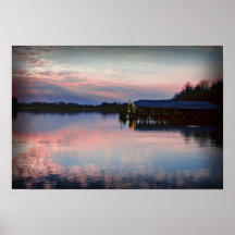 Sunset on Lake Ellerslie Posters