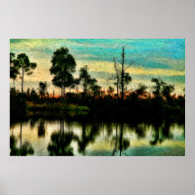 "Sunset on the Okefenokee  Swamp" Posters