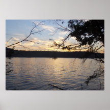 Sunset over lake poster