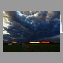 Sunset over Rural Landscape photo greeting card cards