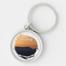 Sunset Over Snowy Mountains; Yukon Souvenir Keychain