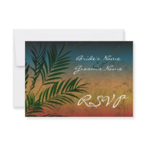 Sunset Palm Tree Branch Small RSVP Cards
