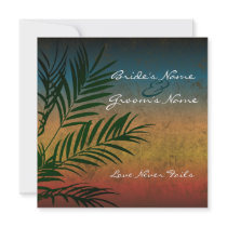 Sunset Palm Tree Branch Wedding Invitations