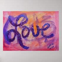 Sunset Twilight Love Art Painting Poster Print