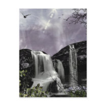 Sunset Waterfall Fantasy Signed Mini Print