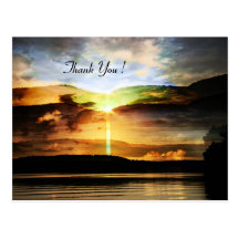 sunset wedding thank you card post cards