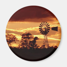 Sunset Windmill Silhouette Magnet