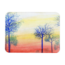 Sunset with Blue Trees Magnet