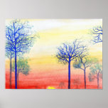 Sunset with Blue Trees posters