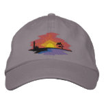 Sunset with Dolphins Embroidered Baseball Caps