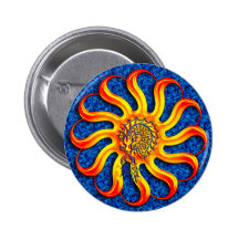 Sunshine Dragon Blue Texture Background Pinback Buttons