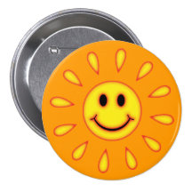 Sunshine Smiley Face Pinback Buttons