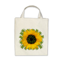 Sunshine Sunflower with Recycle Logo Tote Bags