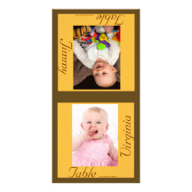 Sunshine & Taupe Bride & Groom Table Card Photo Card