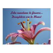 Sunshine to Flowers Daughters to Moms postcards