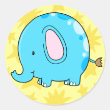 Super Cute Blue Little Baby Elephant Stick Stickers
