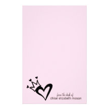 Super Cute Girly Girl Heart Doodles Stationery