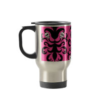 Super cute gothic skull damask travel mug
