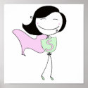 Super Girl Black Hair Print