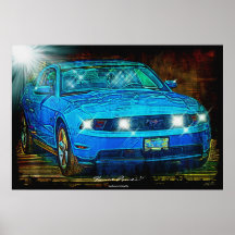 Super Horse Power Sports Car on Highway Print