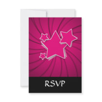 Super Hot Pink Stars and Swirl Background Invite