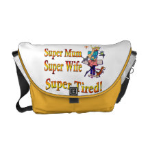 Super Mum, Wife, Tired. Design for Busy Mothers. Courier Bag