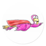 Super Pink Flamingo Fyling Cape Whimsical Art Sticker