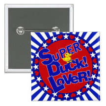 SUPER RUBBER DUCKIE LOVER HEARTS STARS BUTTON