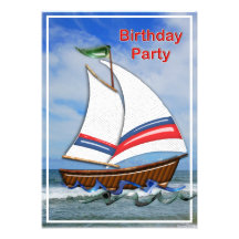 Super Sailboat on the High Sea Birthday Invitation