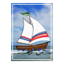 Super Sailboat on the High Sea Custom Invitations