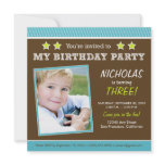 Super Star! Boy's Aqua Birthday Party Invitation