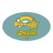 Super Star Mom Oval Sticker