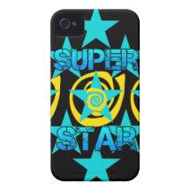 Super Star Teal Yellow Swirls Stars Pattern iPhone 4 Cases