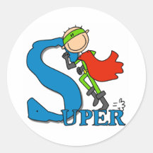 Super Stick Figure Hero Round Stickers