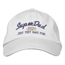 Superdad Edit Text and YEAR Super DAD Baseball Cap