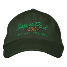 Superdad Edit Text and YEAR Super DAD Embroidered Baseball Caps