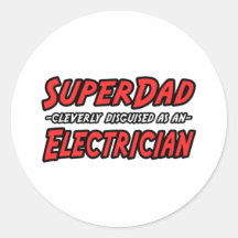 SuperDad...Electrician Round Stickers